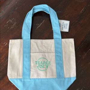 Trader Joe's Blue and Cream Mini Tote Bag